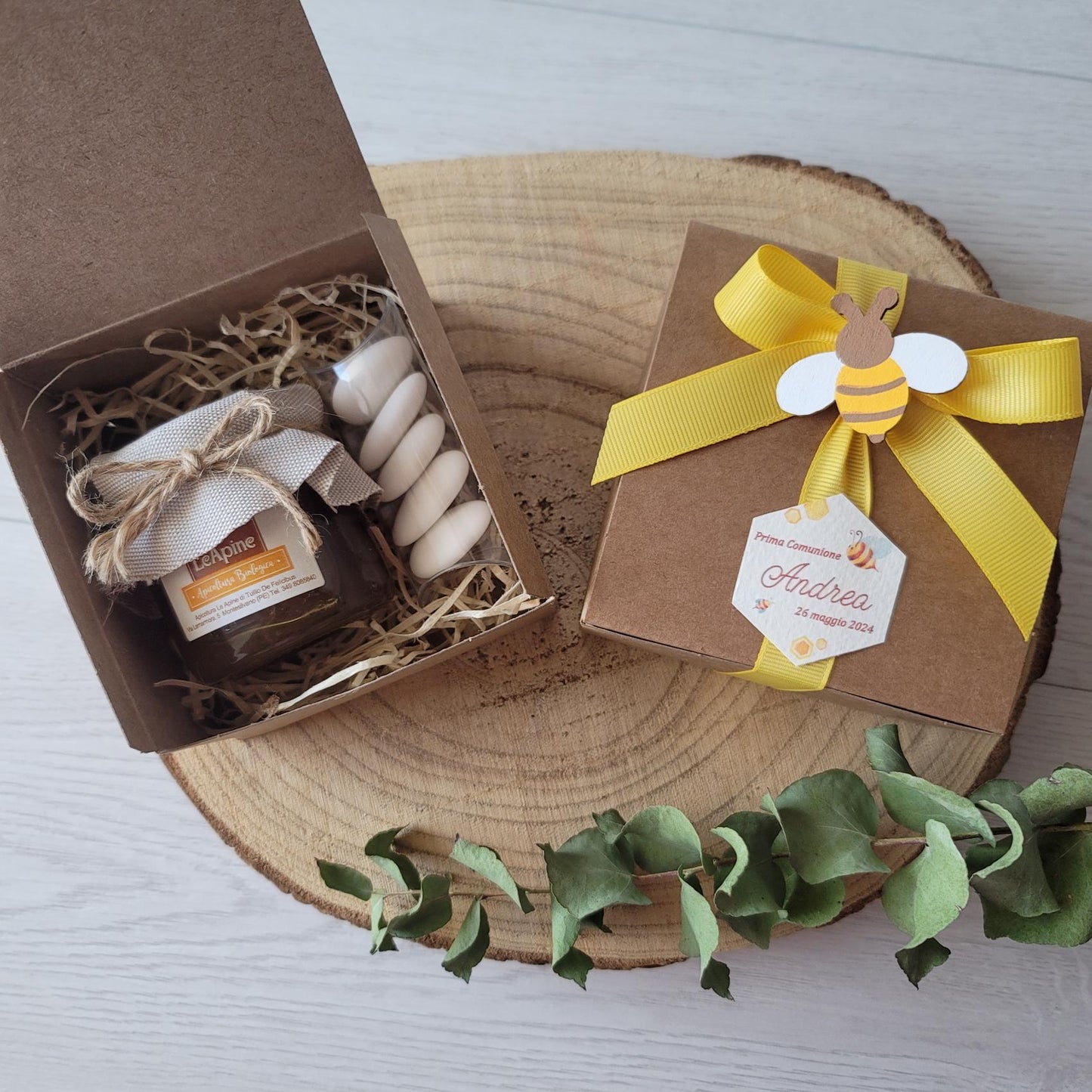Box bomboniera Apina con miele e confetti - EventiDecor