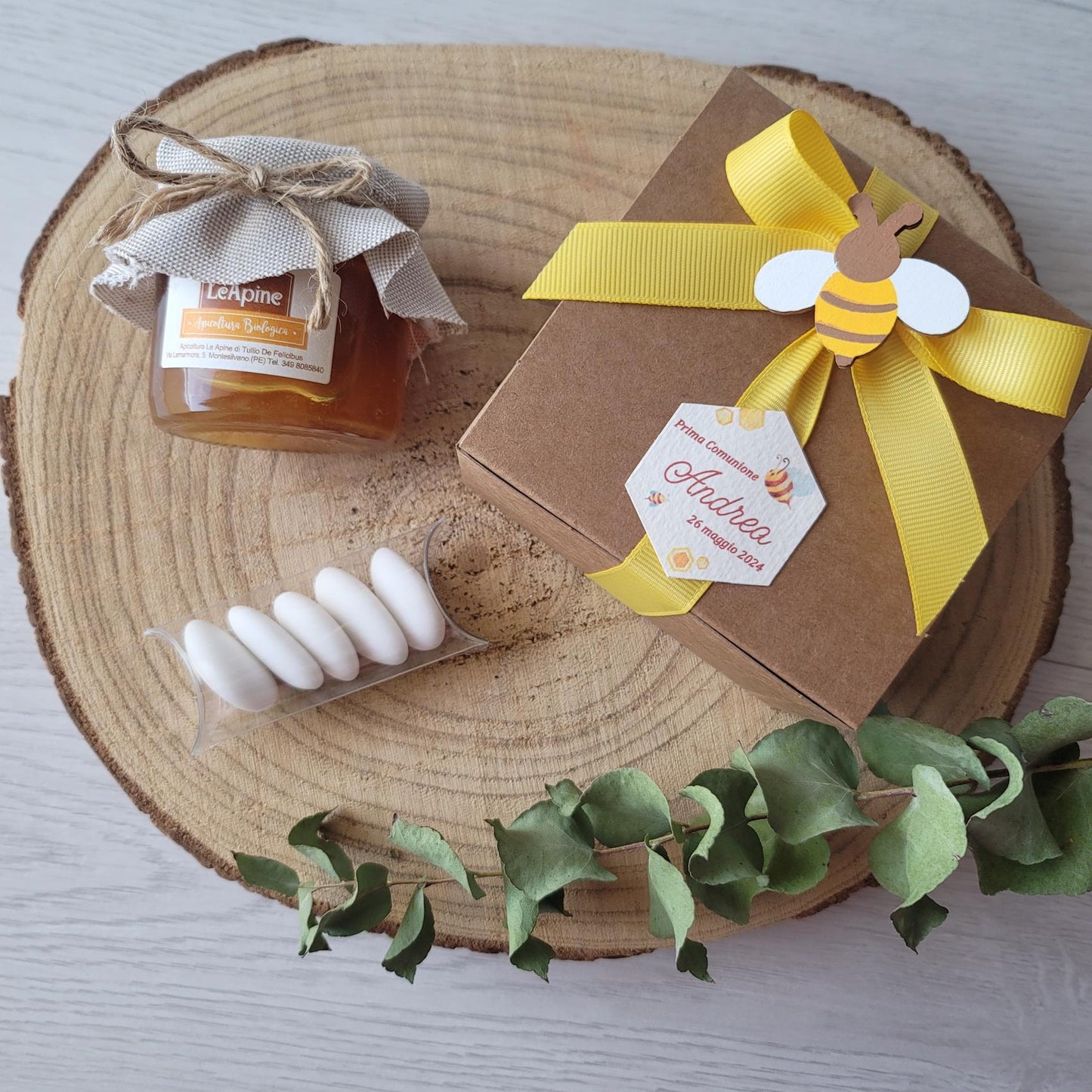 Box bomboniera Apina con miele e confetti - EventiDecor