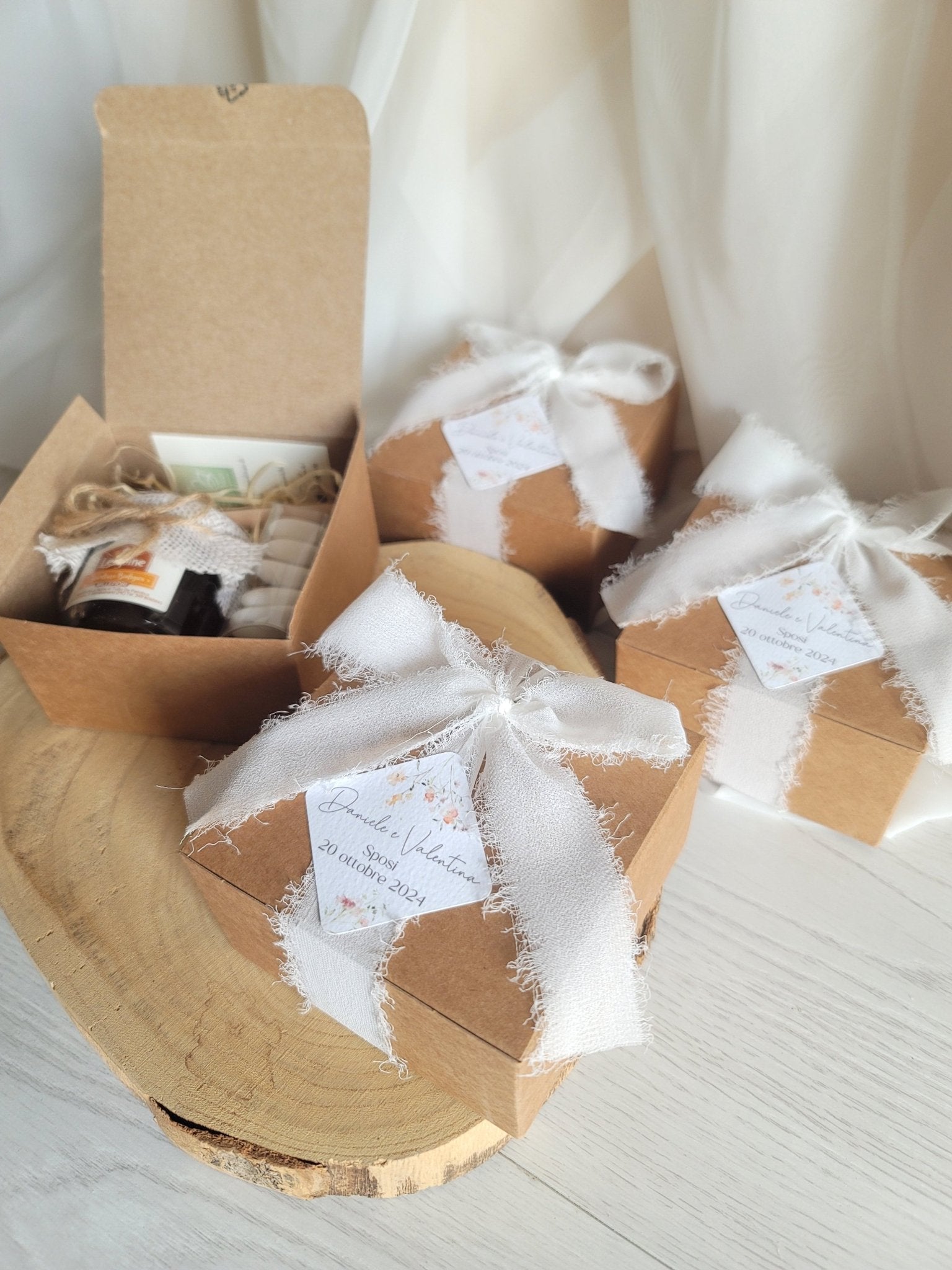 Box bomboniera elegante con miele - EventiDecor