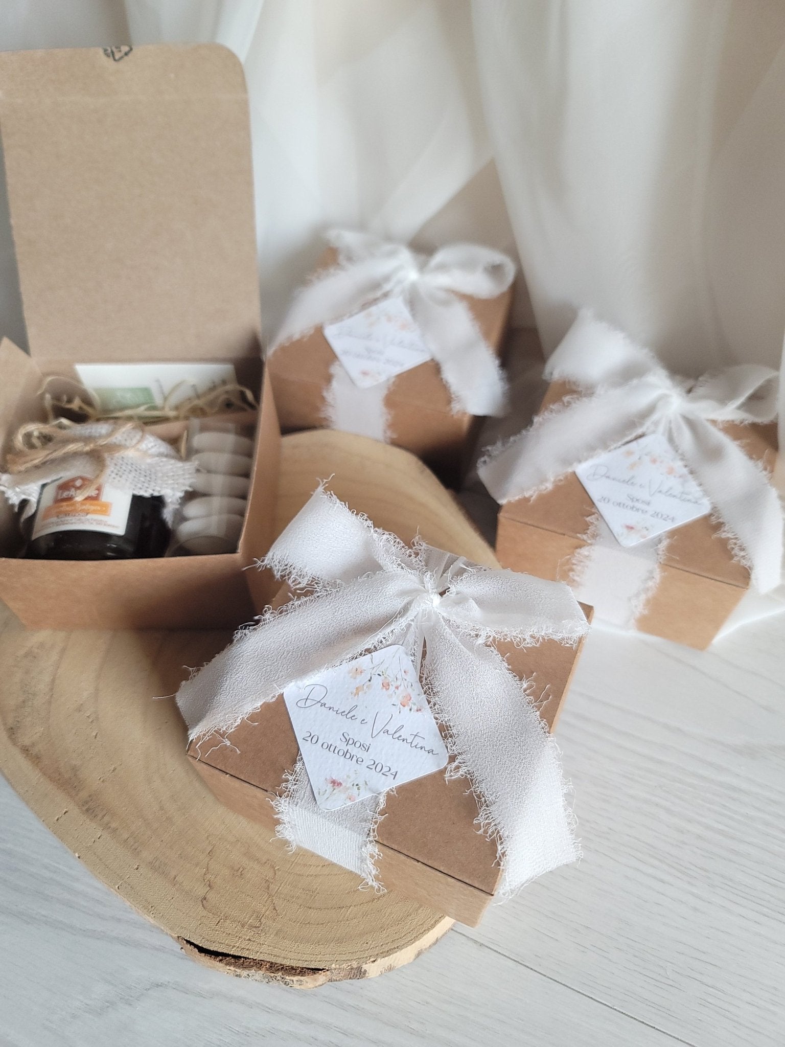Box bomboniera elegante con miele - EventiDecor