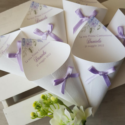 Coordinato confettata S.Cresima ortensie lilla/glicine